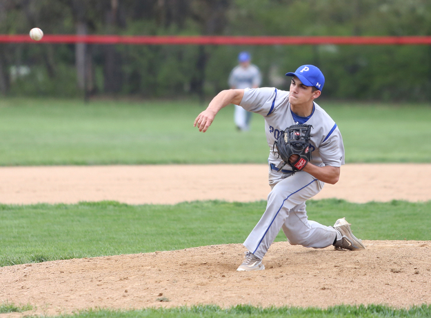 Poland pitcher Don Drummond(2) pitches during the 2nd inning as Poland High School takes on Canfield High School, Tuesday, March 25, 2017 at Phil Bova Field. Poland won 9-1...(Nikos Frazier | The Vindicator)..