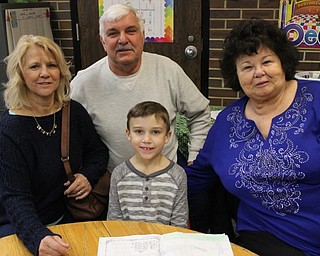 Neighbors | Abby Slanker.Hilltop Elementary School first-grader Jared Toporcer (center) invited his grandparents (left to right) Mary Toporcer, Bob Toporcer and Georgette Szabados to the school’s annual Grandparents Day on March 16.