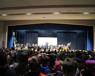 Neighbors | Alexis Bartolomucci.Students from Dobbins and Union Elementary stood as they clapped along to a performance by the Youngstown Symphony Orchestra on March 22.