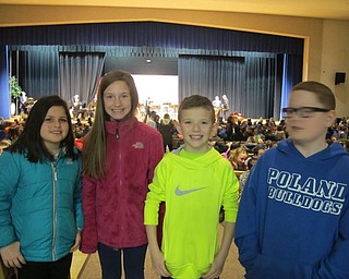Neighbors | Alexis Bartolomucci.Dobbins Elementary students enjoyed the Youngstown Symphony Orchestra concert at Poland Seminary High School on March 22. Pictured are, from left, Sabrina Metzinger, Raina Trolio, Zach Ohlin and Ethan Andrews.