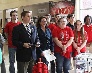 Neighbors | Abby Slanker.Ohio State Representatives John Boccieri of Poland and Michele Lepore-Hagan of Youngstown had a press conference surrounded by members of the Canfield Circuit Birds, Austintown FalcoTech Robotics Team and Cardinal Mooney Robocards to highlight the importance of STEM education through FIRST on March 27.