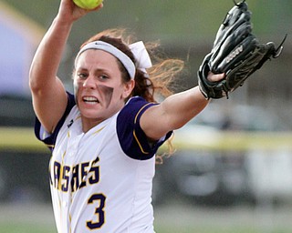 William D. Lewis The Vindicator Champion pitcher McKenzie Zigmount(3)delivers during 4-27-17 action with Ursuline.