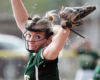 William D. Lewis The VindicatorUrsuline pitcher Emma Ericson(21)delivers during 4-27-17 action with Champion.