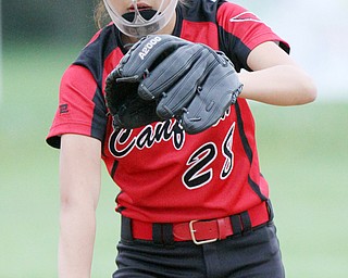 William d Lewis the vindicator  Canfield pitcher Kaili Gross(28) delivers during 4-28-17 game with Fitch.