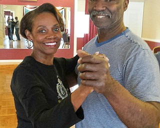 SPECIAL TO THE VINDICATOR
Jimmy and Juanita Hughes practice ballroom dancing at Fred Astaire Dance Studio, Boardman, under the instruction of Rob O’Bryant.