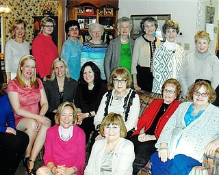 SPECIAL TO THE VINDICATOR
Phi Mu Sorority alumnae met on March 12 at the home of Georgia Barkett of Boardman. Paulette Malie, president, led the Founder’s Ceremony for the 165th birthday of the sorority. The chapter donated to the Children’s Miracle Network Hospitals, and each member wore a pink carnation. Those attending, in front from left, were Barkett and Malie. In the second row are Mercia Stevens, Amy Banks, Amanda Frost, Kim Russell, Barb Banks, Pat Watson and Leilani Drake. And in back are Margie Davison, Claudia Anderson, Elaine Klempay, Nancy Lysowski, Janet Anderson, Shirley Bell, Lillian Thomas, June Deeley, Suzanne Wager and Jeanne Lowry.