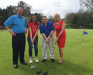 SPECIAL TO THE VINDICATOR
Preparing for Sight for All’s first golf scramble, from left, are Scott Sundstrom, head golf professional of Youngstown Country Club; Saidah Yusuf of Youngstown State University Students for Sight; Dominic Mancini, communications director of Sight for All; and Karen Segesto, cofounder of Sight for All.