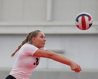Pittsburgh Elite's Alexa Mamone(36) hits the ball as Pittsburgh Elite 17 Premier 2 takes on Lakeside Launch in the 17-18 club during the Rust Belt Challenge volleyball tournament at Watson and Tressel Training Site at YSU, Saturday, April 29, 2017 in Youngstown. Lakeside Launch won, 25-16, 16-25, 18-16...(Nikos Frazier | The Vindicator)..