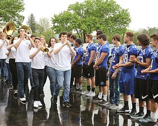        ROBERT K. YOSAY  | THE VINDICATO..Queen of Poland Sara Hill.. Poland Seminary High School students - band Cheerleaders and foorball palyers put on a surprise pep rally/parade for a Shepherd of the Valley resident with strong Poland pride..