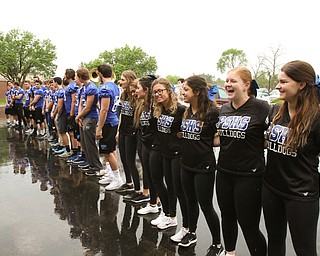        ROBERT K. YOSAY  | THE VINDICATO..Queen of Poland Sara Hill..  Poland Seminary High School students - band Cheerleaders and foorball palyers put on a surprise pep rally/parade for a Shepherd of the Valley resident with strong Poland pride..