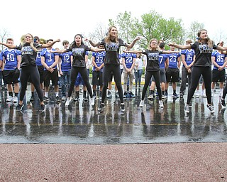        ROBERT K. YOSAY  | THE VINDICATO..Queen of Poland Sara Hill..  Poland Seminary High School students - band Cheerleaders and foorball palyers put on a surprise pep rally/parade for a Shepherd of the Valley resident with strong Poland pride..