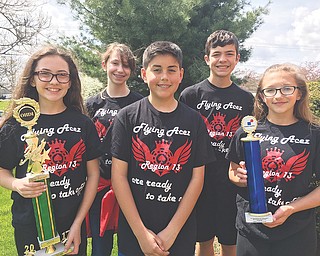 SPECIAL TO THE VINDICATOR
Middle-school engineering team members, from left, are Riley Lockwood, Emily Huber, Nikko Ramirez, Tony Kocanjer and Ella Nichols.