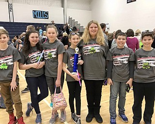 SPECIAL TO THE VINDICATOR
Members of the middle-school improv team, from left, are Finnegan Carney, Delaney Finsley, Mia Strohecker, Aly Smith, Chelsee Chafee, Joey Baylor and Preston Dawson.