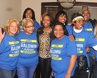 William D. Lewis the vindicator Carla Baldwin , center , celebrates with supporters during election night party.