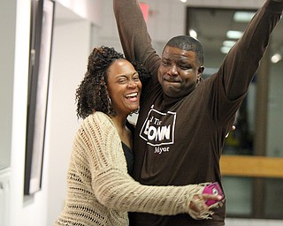 William D. Lewis the vindicator Tito Brown and his wife Lynette Brown react to news he won mayoral primary. They at a party at Jewish Community Center.
