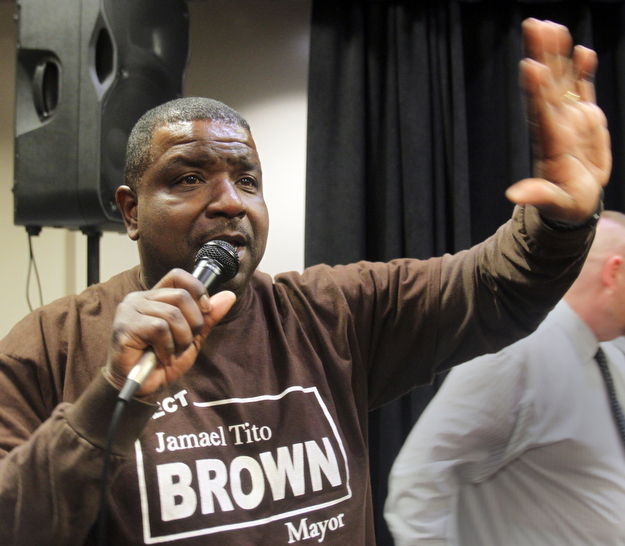 William D. Lewis the vindicator  Tito Brown reacts to news he won mayoral primary.  05022017 wdl tito brown l..