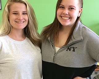 SPECIAL TO THE VINDICATOR
West Branch High School students participate in the One Book One Community project each year, which involves reading a certain book, community discussions and meeting the author. The project is not limited to schools, and The Alliance Review, Sebring High School and Rodman Public Library are project partners. West Branch students participated in an essay contest for the project. The winners, Regan Cross, a senior, left, and Alliesha Binius, a junior, will have their essays published in The Alliance Review. This year’s novel was “The Life We Bury,” by Allen Eskens. Eskens spoke at the United Methodist Church in Alliance on April 6 and to West Branch and Sebring students April 7 at West Branch High School.