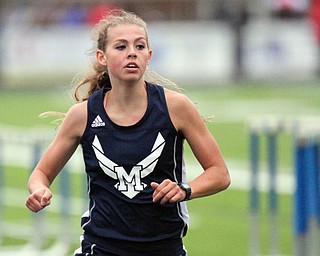 William D Lewis The VindicatorMcDonald's Malina Mitchell wins 1600 during Trumbull Track Meet at Lakeview 5-4-17