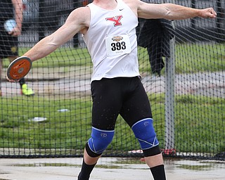 Youngstown Discus thrower Ryan Booth, throws during a Horizon League track meet at YSU, Friday, May 5, 2017 in Youngstown.  ..(Nikos Frazier | The Vindicator)