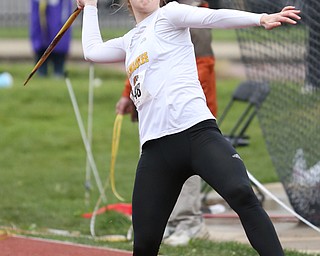 Milwaukee javelin thrower Leah Lenling throws during a Horizon League track meet at YSU, Friday, May 5, 2017 in Youngstown.  ..(Nikos Frazier | The Vindicator)
