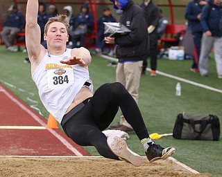 Nate Pozolinski(384) of Milwaukee competes in the Men's Long Jump during a Horizon League Track and Field Championship at Farmers National Bank Field, Saturday, May 6, 2017 in Youngstown.  ..(Nikos Frazier | The Vindicator)