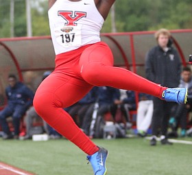 Chandler Killins(197) of Youngstown competes in the Women's Long Jump during a Horizon League Track and Field Championship at Farmers National Bank Field, Saturday, May 6, 2017 in Youngstown.  ..(Nikos Frazier | The Vindicator)