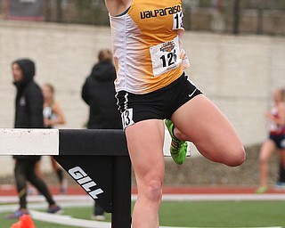 Elizabeth Owen(126) of Valparaiso, competes in the Women's 3000 meter steeplechase during a Horizon League Track and Field Championship at Farmers National Bank Field, Saturday, May 6, 2017 in Youngstown.  ..(Nikos Frazier | The Vindicator)
