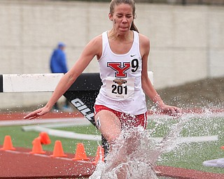 Suzanne Koziol(201) of Youngstown State, competes in the Women's 3000 meter steeplechase during a Horizon League Track and Field Championship at Farmers National Bank Field, Saturday, May 6, 2017 in Youngstown.  ..(Nikos Frazier | The Vindicator)