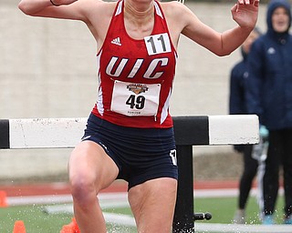 Allison Hansen(49) of UIC, competes in the Women's 3000 meter steeplechase during a Horizon League Track and Field Championship at Farmers National Bank Field, Saturday, May 6, 2017 in Youngstown.  ..(Nikos Frazier | The Vindicator)