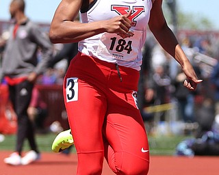 Keishawnna Burts(184) of Youngstown State, competes in the women's 400 meter dash final during the final day of the Horizon League Track & Field Championships at Farmers National Bank Field at Youngstown State, Sunday, May 7, 2017 in Youngstown. Burts placed 3rd with a time of 57.65...(Nikos Frazier | The Vindicator)
