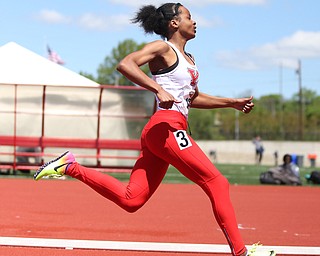 Keishawnna Burts(184) of Youngstown State, competes in the women's 400 meter dash final during the final day of the Horizon League Track & Field Championships at Farmers National Bank Field at Youngstown State, Sunday, May 7, 2017 in Youngstown. Burts placed 3rd with a time of 57.65...(Nikos Frazier | The Vindicator)