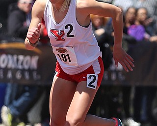 Alison Green(191) of Youngstown State, competes in the women's 800 meter run final during the final day of the Horizon League Track & Field Championships at Farmers National Bank Field at Youngstown State, Sunday, May 7, 2017 in Youngstown.  Green placed 7th with a time of 2:25.85...(Nikos Frazier | The Vindicator)