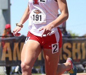 Alison Green(191) of Youngstown State, competes in the women's 800 meter run final during the final day of the Horizon League Track & Field Championships at Farmers National Bank Field at Youngstown State, Sunday, May 7, 2017 in Youngstown.  Green placed 7th with a time of 2:25.85...(Nikos Frazier | The Vindicator)