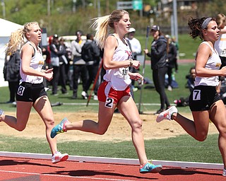 Alison Green(191)(2) of Youngstown State, competes in the women's 800 meter run final during the final day of the Horizon League Track & Field Championships at Farmers National Bank Field at Youngstown State, Sunday, May 7, 2017 in Youngstown.  Green placed 7th with a time of 2:25.85.....(Nikos Frazier | The Vindicator)