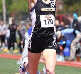 Jessica Doekepr(170) of Wright State, competes in the women's 800 meter run final during the final day of the Horizon League Track & Field Championships at Farmers National Bank Field at Youngstown State, Sunday, May 7, 2017 in Youngstown.  Doepker placed 1st with a time of 2:18.25...(Nikos Frazier | The Vindicator)
