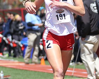 Alison Green(191)(2) of Youngstown State, competes in the women's 800 meter run final during the final day of the Horizon League Track & Field Championships at Farmers National Bank Field at Youngstown State, Sunday, May 7, 2017 in Youngstown.  Green placed 7th with a time of 2:25.85.....(Nikos Frazier | The Vindicator)