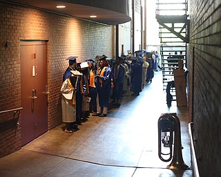 The class of 2017 lines up before the Youngstown Early College graduation at Ford Recital Hall at DeYor Performing Arts Center, Sunday, May 7, 2017 in Youngstown. ..(Nikos Frazier | The Vindicator)