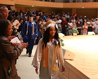 Victoria Graham walks into the hall during the Youngstown Early College graduation at Ford Recital Hall at DeYor Performing Arts Center, Sunday, May 7, 2017 in Youngstown. ..(Nikos Frazier | The Vindicator)