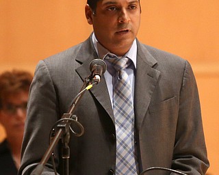 Krish Mohip, CEO of the Youngstown City Schools, speaks during the Youngstown Early College graduation at Ford Recital Hall at DeYor Performing Arts Center, Sunday, May 7, 2017 in Youngstown. ..(Nikos Frazier | The Vindicator)
