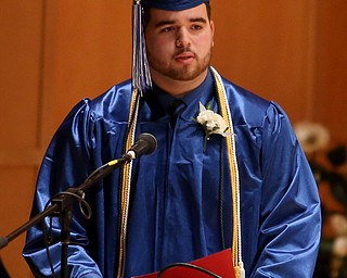 Robert Soto Jr. during his valedictorian speech at the Youngstown Early College graduation at Ford Recital Hall at DeYor Performing Arts Center, Sunday, May 7, 2017 in Youngstown. ..(Nikos Frazier | The Vindicator)