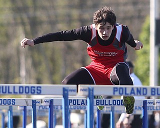Max Swanson(549) of Edgewood, competes in the boy's 110 meter hurdles during the AAC Chamionship Track & Field Meet at Poland High School, Monday, May 8, 2017 in Poland. ..(Nikos Frazier | The Vindicator)