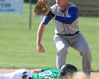 William D Lewis The Vindicator  WB's Seth Schroeder(34) gets back to 2nd as Hubabrd's Rob Love (8) tries for the pickoff during 5-9-17 game at WB.