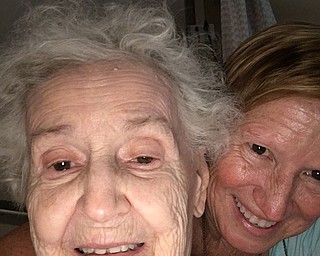 Violet Sobinovsky of Austintown enjoys an Easter Sunday visit from her daughter, Karen Evans of Las Cruces, N.M.