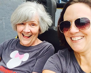 Joan Charlesworth of Zionsville, Ind., shares an exhilirating ride with her mother, Susan Charlesworth of Brownsburg, Ind.