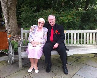 David Hartsock of Columbiana sits with his mother, Barbara Hartsock, also of Columbiana at his son’s wedding.