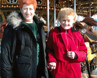 THE WINNER IS: Karen Jaroz, 65, of Boardman, and her mother, Betty Anzevino, 90, of Youngstown, made a trip to New York to ride Jane's Carousel, formerly the Idora Park Carousel.