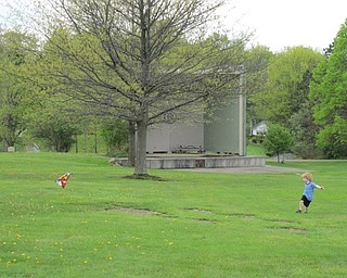 Neighbors | Alexis Bartolomucci.One of the children at the seventh annual Kids Shine 4 a Cure Kite Festival ran through Austintown Park as he tried to fly his kite.
