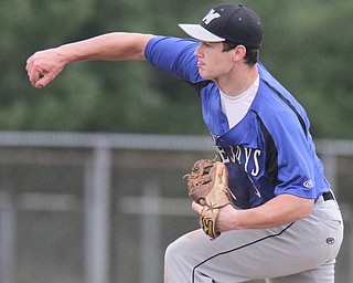 William D. Lewis The Vindicator Jackson Milton closer Noah Lester(5) delivers during 5-11-17 win over Lowellville.