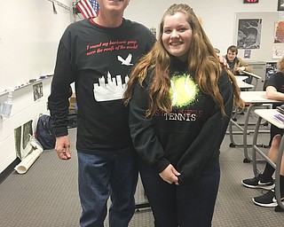 SPECIAL TO THE VINDICATOR
Richard Gage, left, an English teacher at Struthers High School, recently won the 2017 Barnes & Noble “My Favorite Teacher” contest. He was nominated through an essay written by Gabriella McLaughlin, a student at the high school. Gage and McLaughlin were honored April 8 at a ceremony at Barnes & Noble, Boardman. The contest took place Jan. 4 through March 1, and allowed middle and high school students to nominate their favorite teachers through essays, poems, or thank-you letters that explained why they admired or appreciated them. Seven teachers were nominated from Struthers City Schools, and each received a gift card to Barnes & Noble. Barnes & Noble, Boardman, won the District Award, and Gage and McLaughlin will continue to the regional competition with them. Gage will have the opportunity to become the Barnes & Noble National Teacher of the Year.