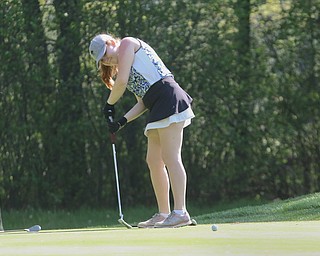        ROBERT K. YOSAY  | THE VINDICATOR..Greatest Golfer Junior at Squaw Creek Sat May 13..Emily Marcavish uses body english to try to sink her putt on 10